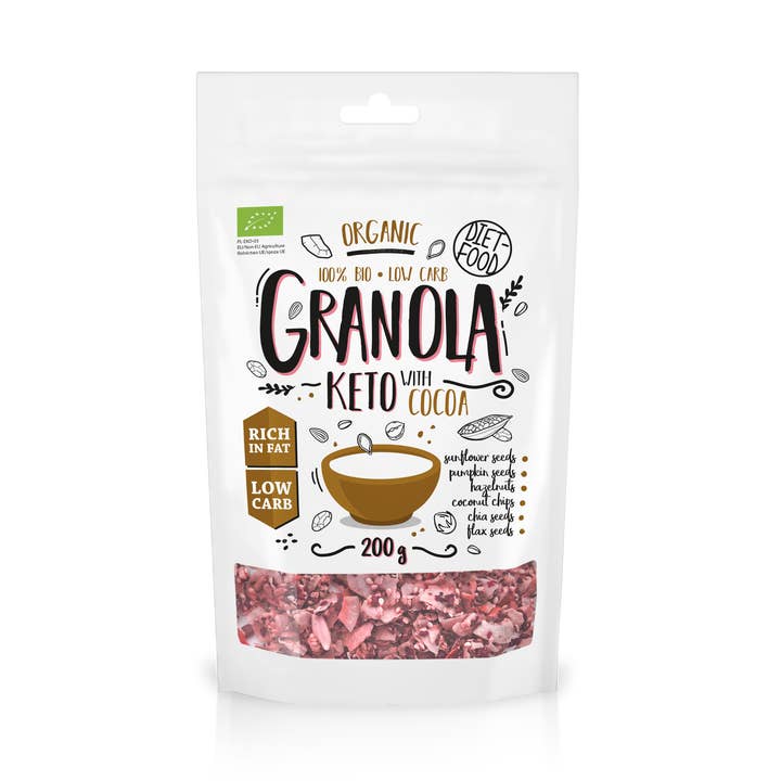 Bio Keto Granola Cocoa and Orange Oil 200 g for wholesale by Diet Food