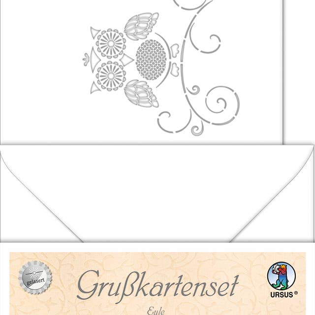 Lasered greeting card “owl”, white for wholesale by URSUS® / Buntpapierfabrik Ludwig Bähr GmbH & Co. KG
