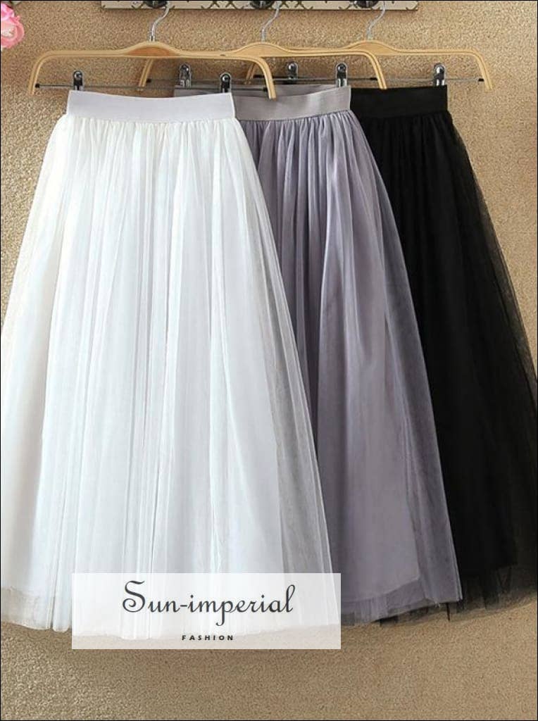 Sun Imperial - Wholesale Skirt - Women's - Long Tulle Mesh Skirt High Waist - Pleated Tutu Design6