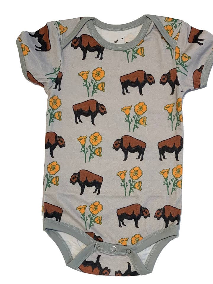 Animal Instincts - Wholesale Bodysuit (Non-Footed) - Baby - Buffalo Poppy Cotton Baby Onesie