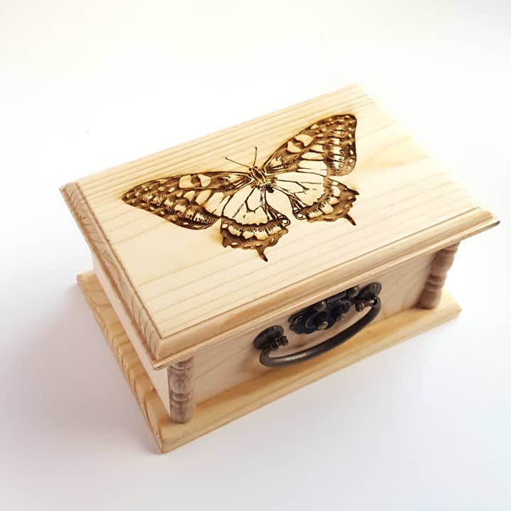 Swallowtail Butterfly Small Latched Wooden Box for wholesale by Lyoncraft
