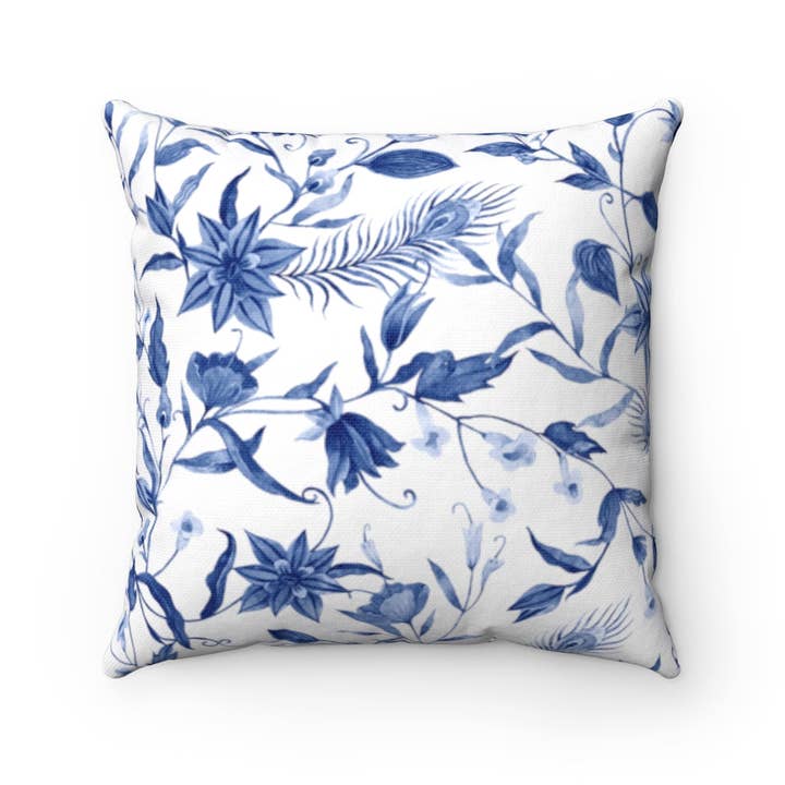 Classic Blue and White Square Pillow for wholesale by Random Pieces of 8