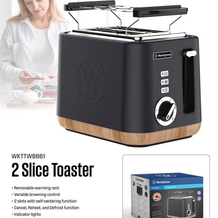 Westinghouse - Wholesale Toaster - Westinghouse 2-Slice Toaster with Crumb Tray - Wood Series