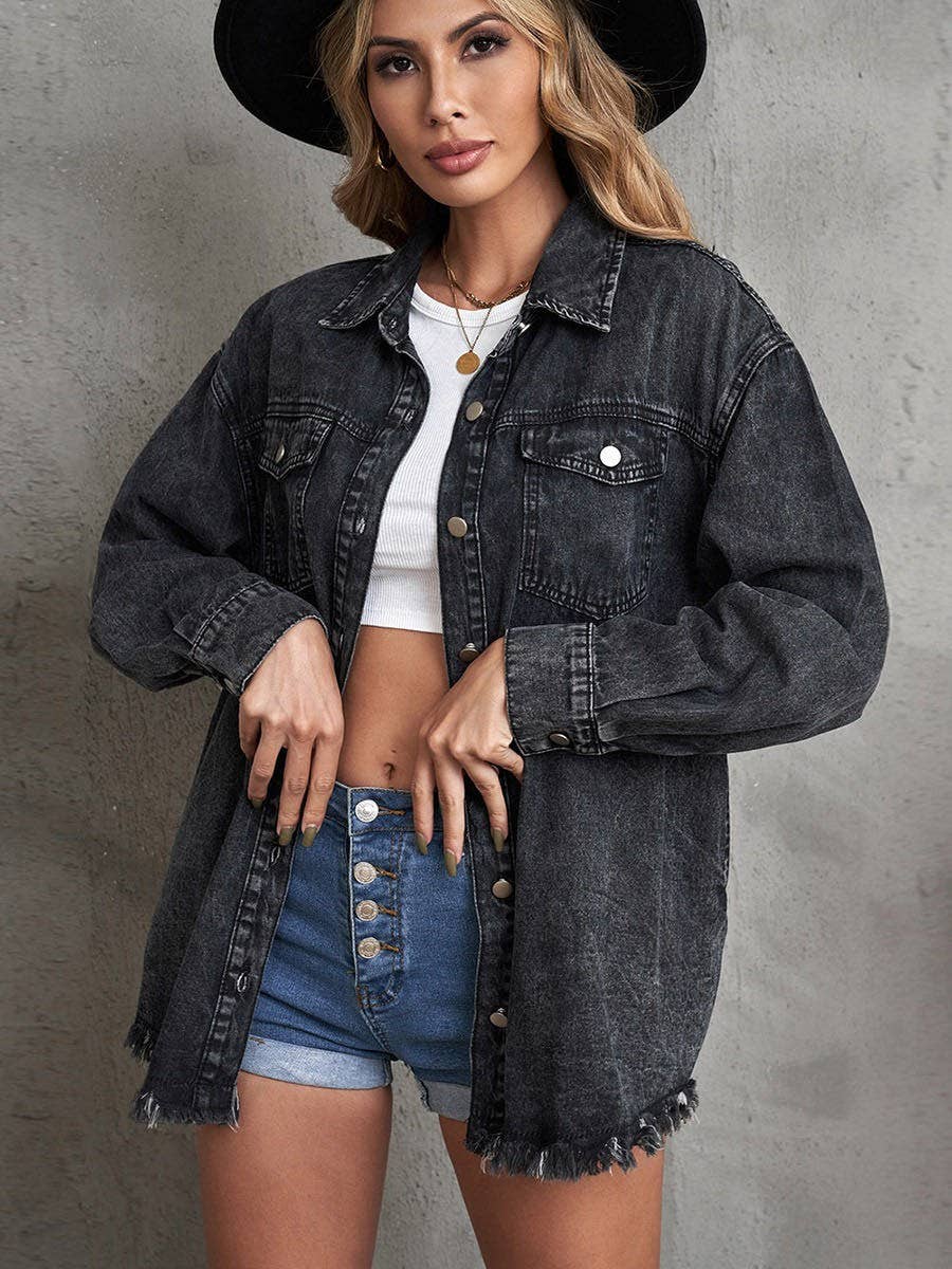 Miss Sparkling - Wholesale Denim Jacket - Women's - Denim button down jacket0