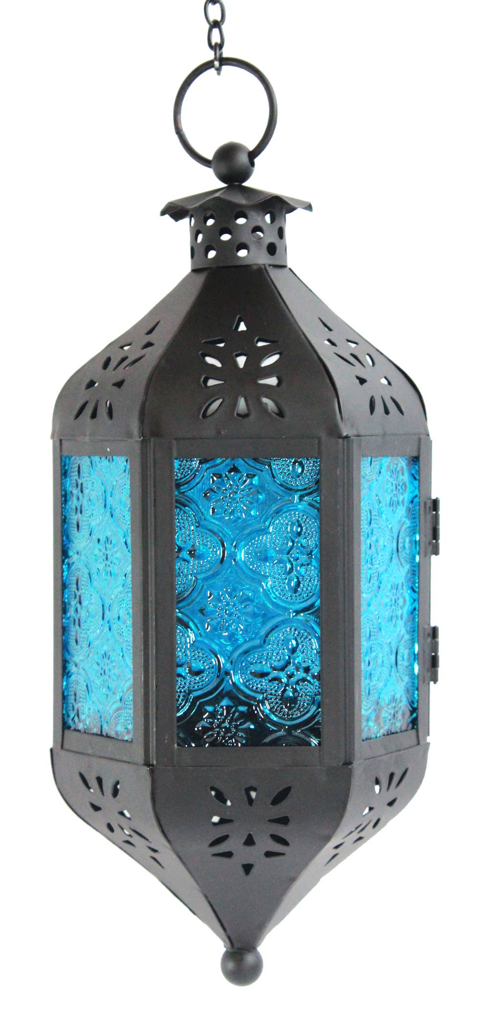 WholesaleMart - Wholesale Candle Holder - Hanging Moroccan Lamp Lantern Candle Holder, Blue1
