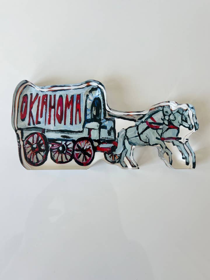 "Oklahoma" acrylic shelfie for wholesale by Chelsea McShane Art
