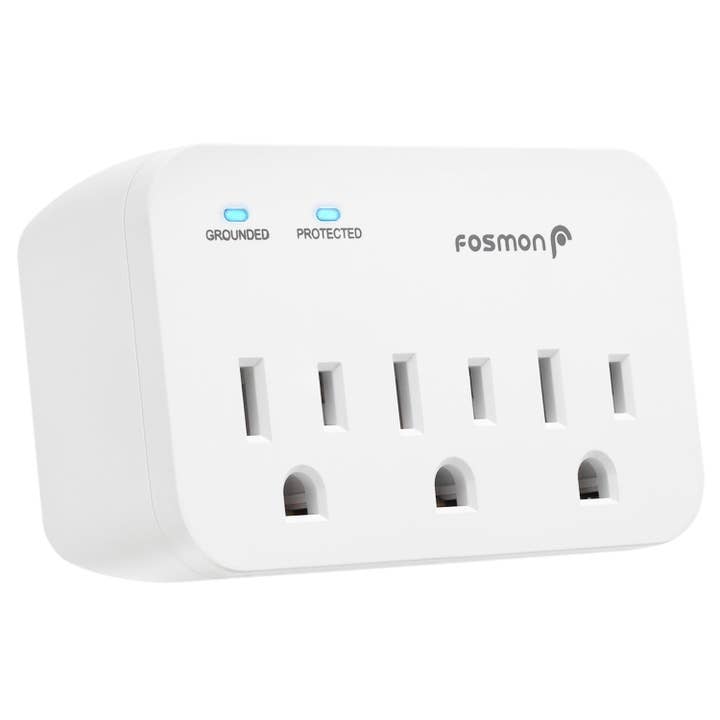 Fosmon - Wholesale Power Adapter - ETL Listed 3 Outlet Wall Mount Surge Protector 1200J