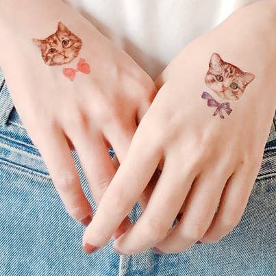 PAPERSELF - Wholesale Temporary Tattoo - Kittens With Bows Temporary Tattoo Stickers0