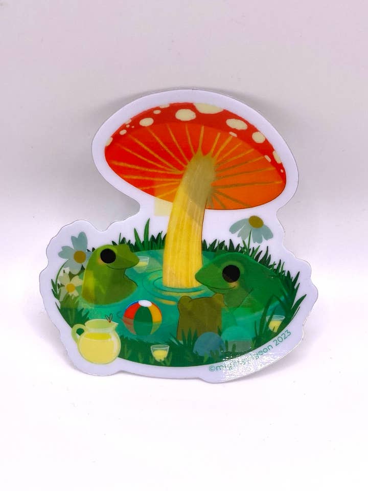 Metallic Frog Pool Party Vinyl Sticker for wholesale by mightypigeon