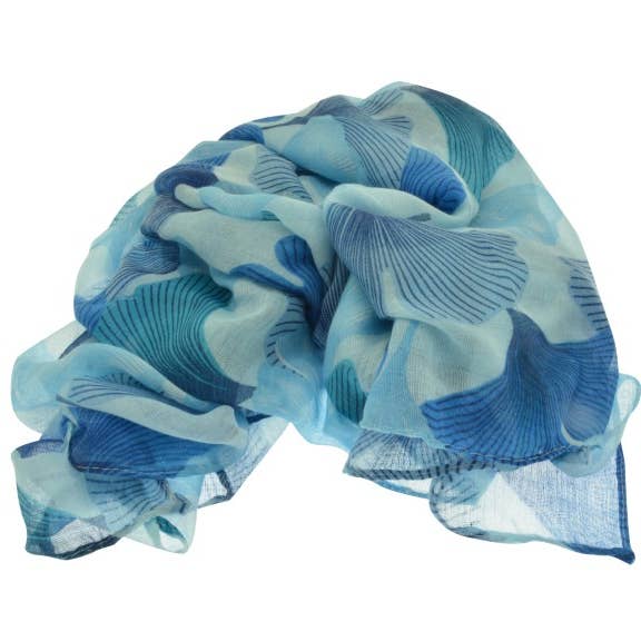 Blue Gingko Leaf Scarf for wholesale by Miss Milly Limited