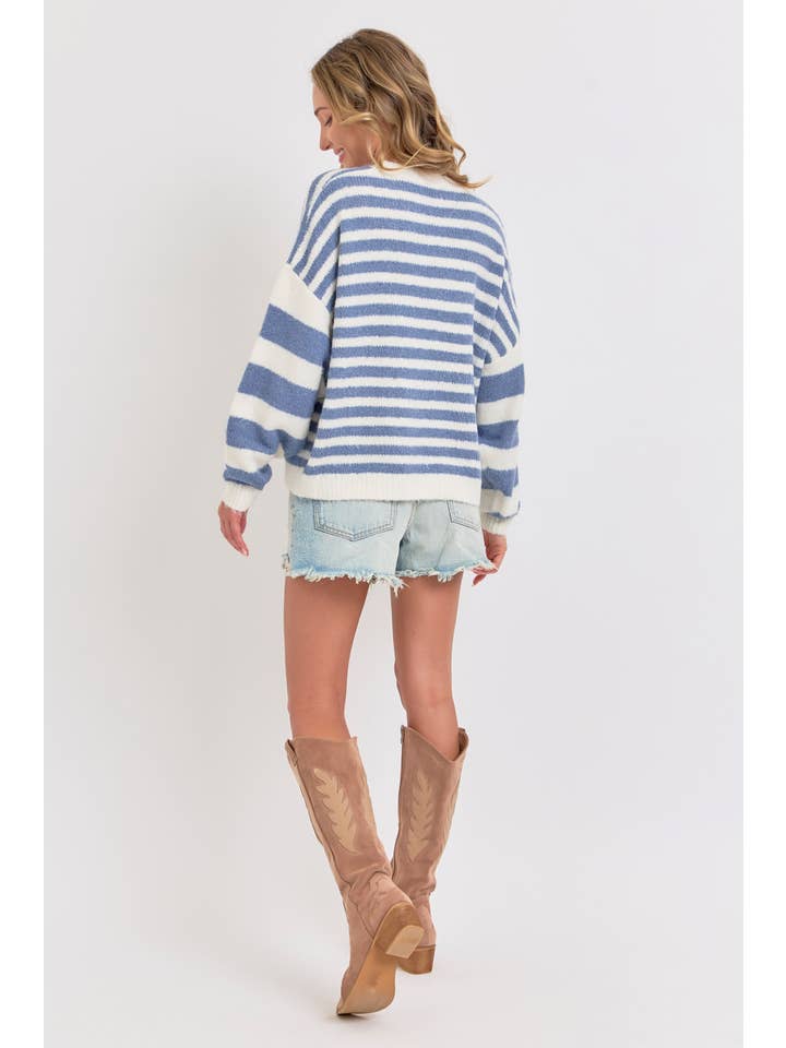 Sweet Lovely by Jen - Wholesale Knit Sweater - Women's - SOFT COZY EVERYDAY WARDROBE STRIPED KNIT SWEATER 4