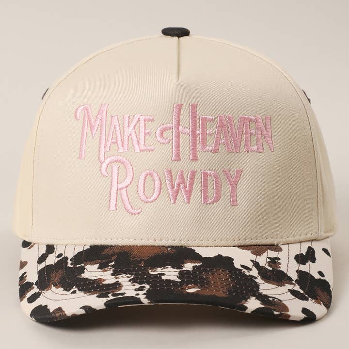 Fashion City - Wholesale Trucker Hat - Unisex - MAKE HEAVEN ROWDY Embroidered Cow Print Brim Trucker Hat10