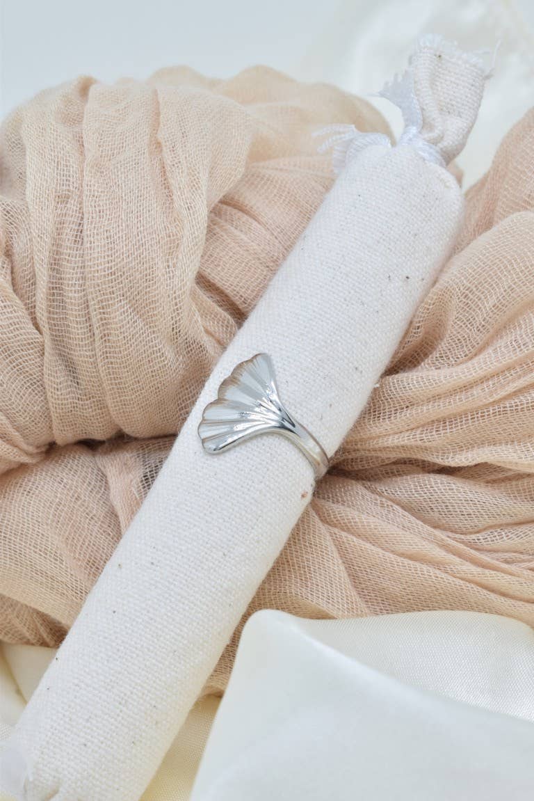 Kapyco - Wholesale Band/Stacked Ring - Ginkgo leaf ring in stainless steel - BG3102714