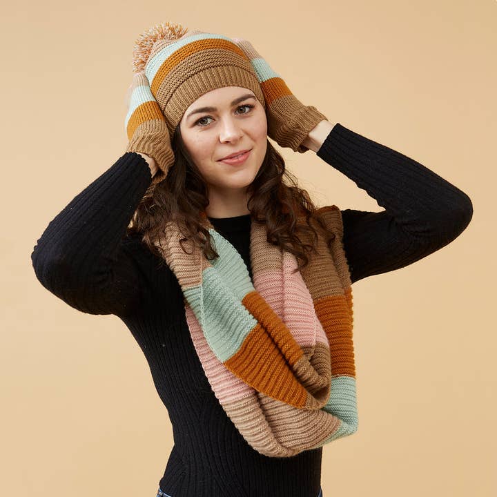 Hadley Wren - Wholesale Sjaal - Dames - Stripe Infinity sjaal - Pastel