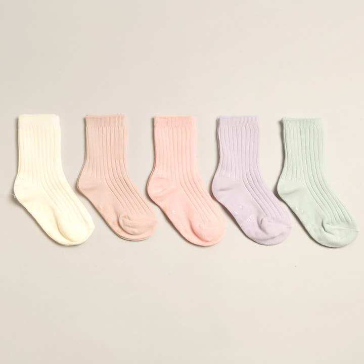 ASSORTED Kids' Solid Color Crew Socks Set for wholesale on Faire