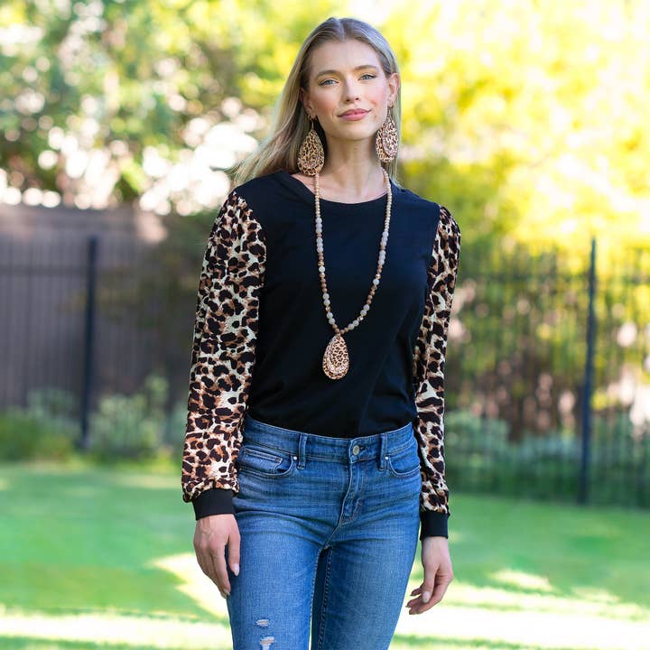 Your Fashion Wholesale - Wholesale Blouse - Women's - Leopard Long Sleeve Puffed Top3