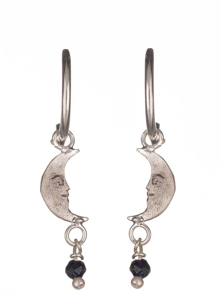 Moon Hoop Earrings With Bead for wholesale by Amanda Coleman Jewelry