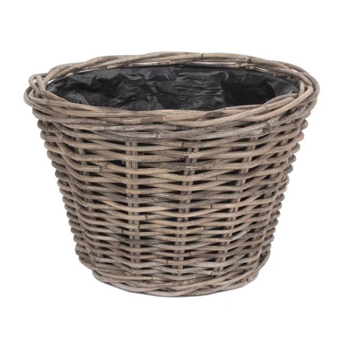 Red Hamper - Wholesale Plant Pot - Tapered Rattan Round Planter with Plastic Lining