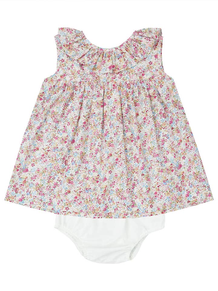 Magenta Floral Dress + Bloomer for wholesale by Petit Confection