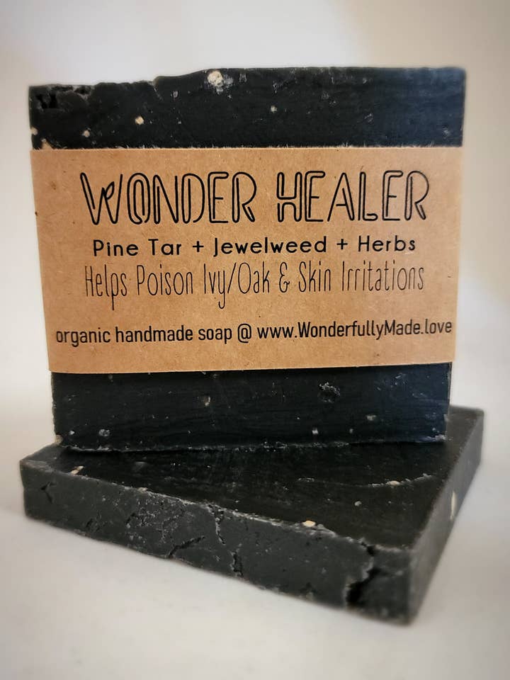 Wonder Healer Soap | Pine Tar | Jewelweed | Herbal | Colloidal Oatmeal | for Poison Ivy and other Skin Ailments for wholesale by Wonderfully Made .love