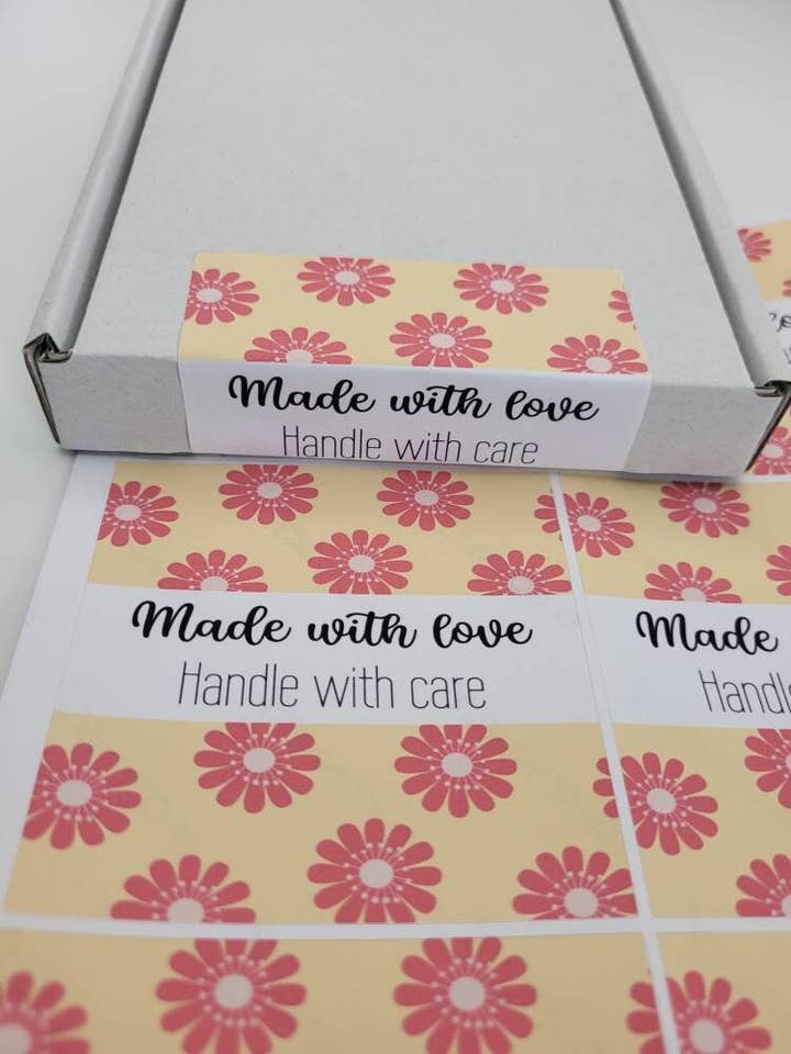 Etiquetas adhesivas para cajas con diseño floral, 6 unidades para venta al por mayor de The Sticker Scene