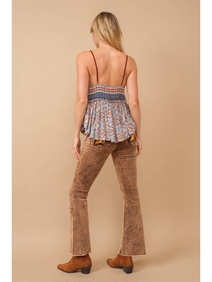 Blue B - Vendita all'ingrosso Canotta - Donna - 34417T - Canotta in velluto con stampa etnica in rayon increspato11