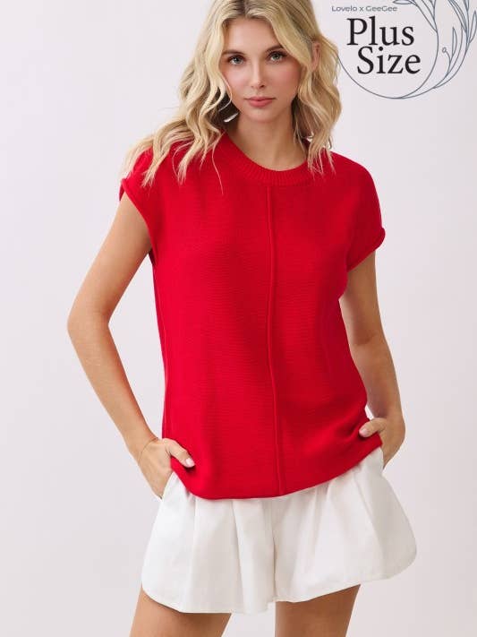 Plus Size Relaxed Fit Knit Top CT52524PL for wholesale by GeeGee x Lovelo