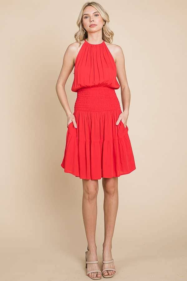 Culture Code - Wholesale Dress - Women's - CWD1568 - HALTER NECK TIERED MINI DRESS4