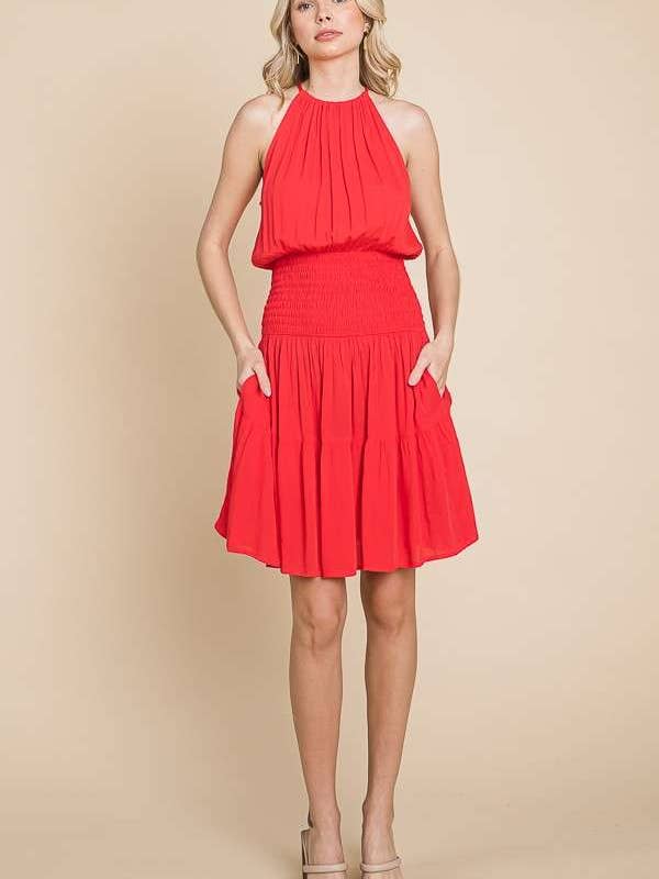 Culture Code - Wholesale Dress - Women's - CWD1568 - HALTER NECK TIERED MINI DRESS4