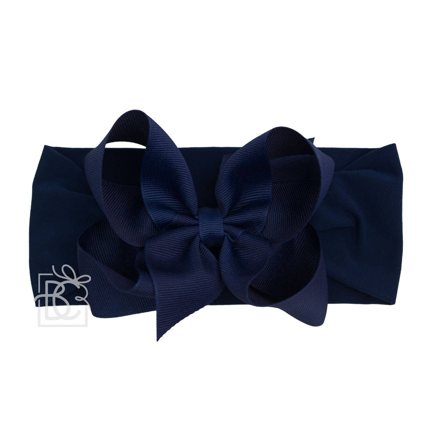 Beyond Creations, LLC - Wholesale Fashion Headband - Kids - WIDE PANTYHOSE HEADBAND W/CLASSIC GROSGRAIN BOW12