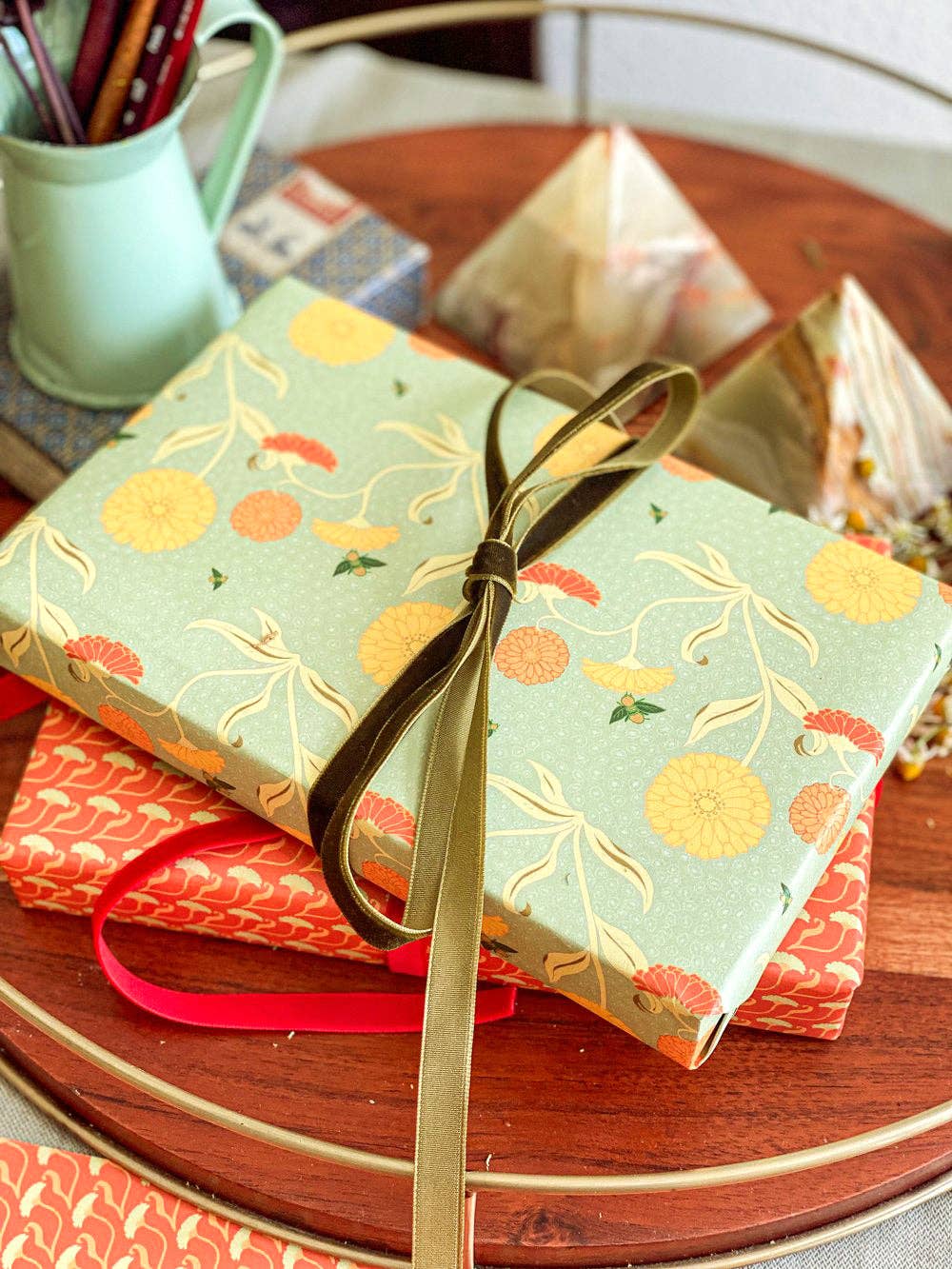 re:mused studio - Wholesale Flat Wrap - Calendula Gift Wrap Sheet-Double Sided6