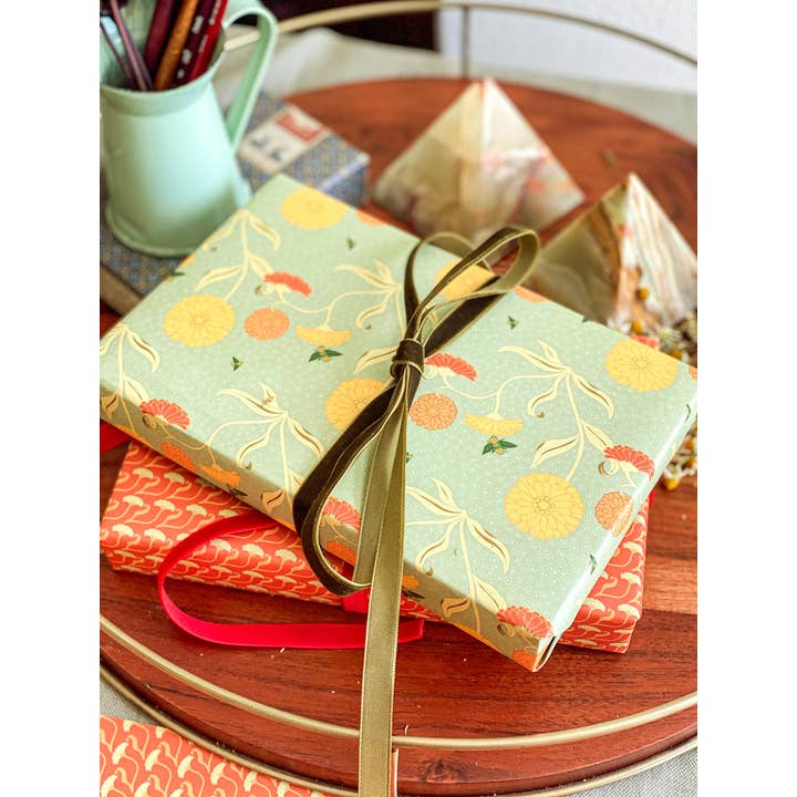 re:mused studio - Wholesale Flat Wrap - Calendula Gift Wrap Sheet-Double Sided6