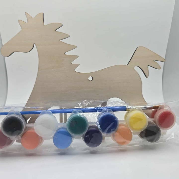 10 Buffalos Art - Wholesale DIY Craft Kit - Kids - Wooden Ledger Paint-a-Pony Activity