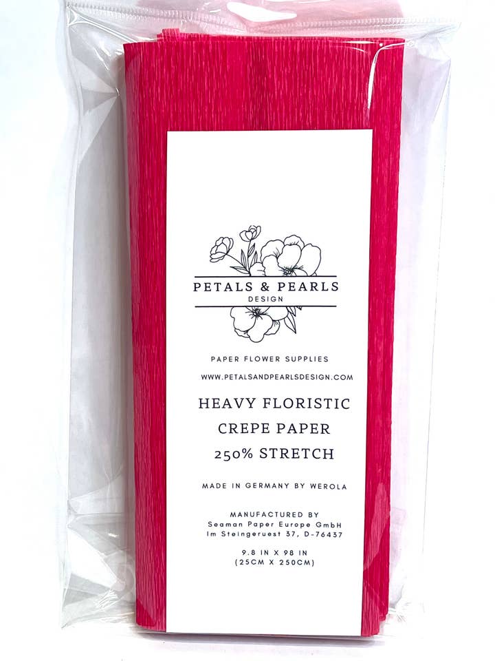 Felroze crêpe met zware bloemist voor wholesale door Petals and Pearls Design