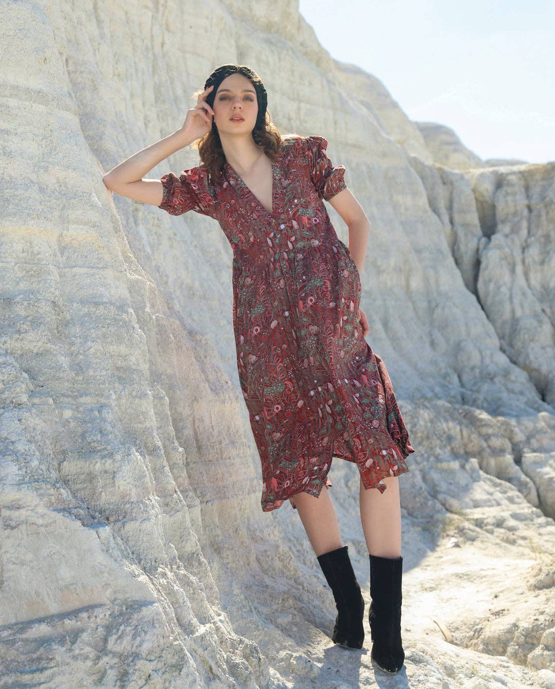 Multi Mocha eye midi dress for wholesale on Faire1