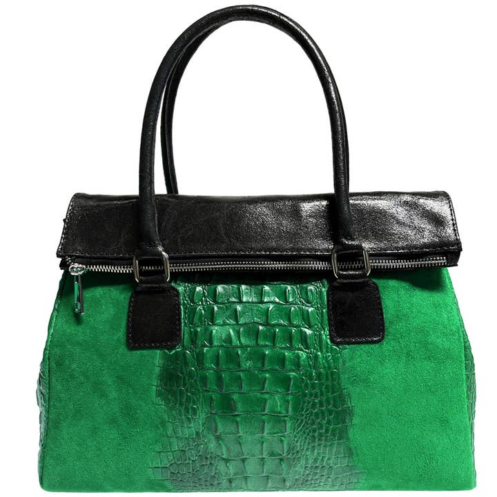 Modarno Damentasche aus echtem Veloursleder mit Griff und abnehmbarem Schultergurt 38x14x25 cm für den Großhandel von MODARNO