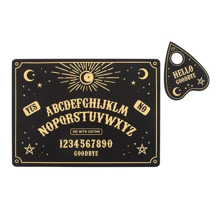 Something Different Wholesale - Vente Sets de table - Set de table planche de Ouija gothique noire et dessous de verre planchette1