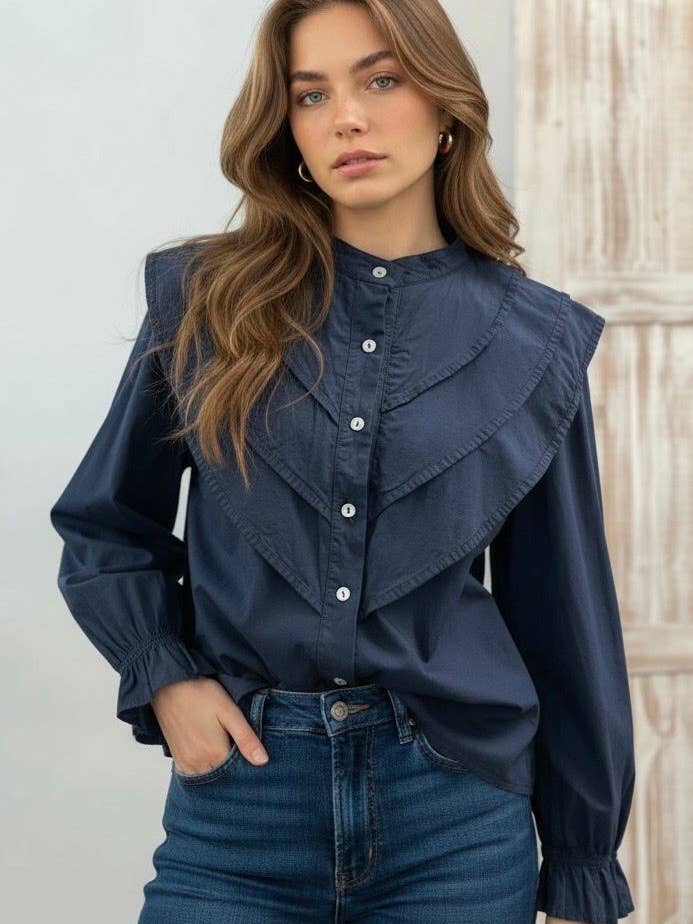 LANGARMBLUSE MIT VOLANT AUS BAUMWOLLE für den Großhandel von SWEET MAGIC MODA Y COMPLEMENTOS