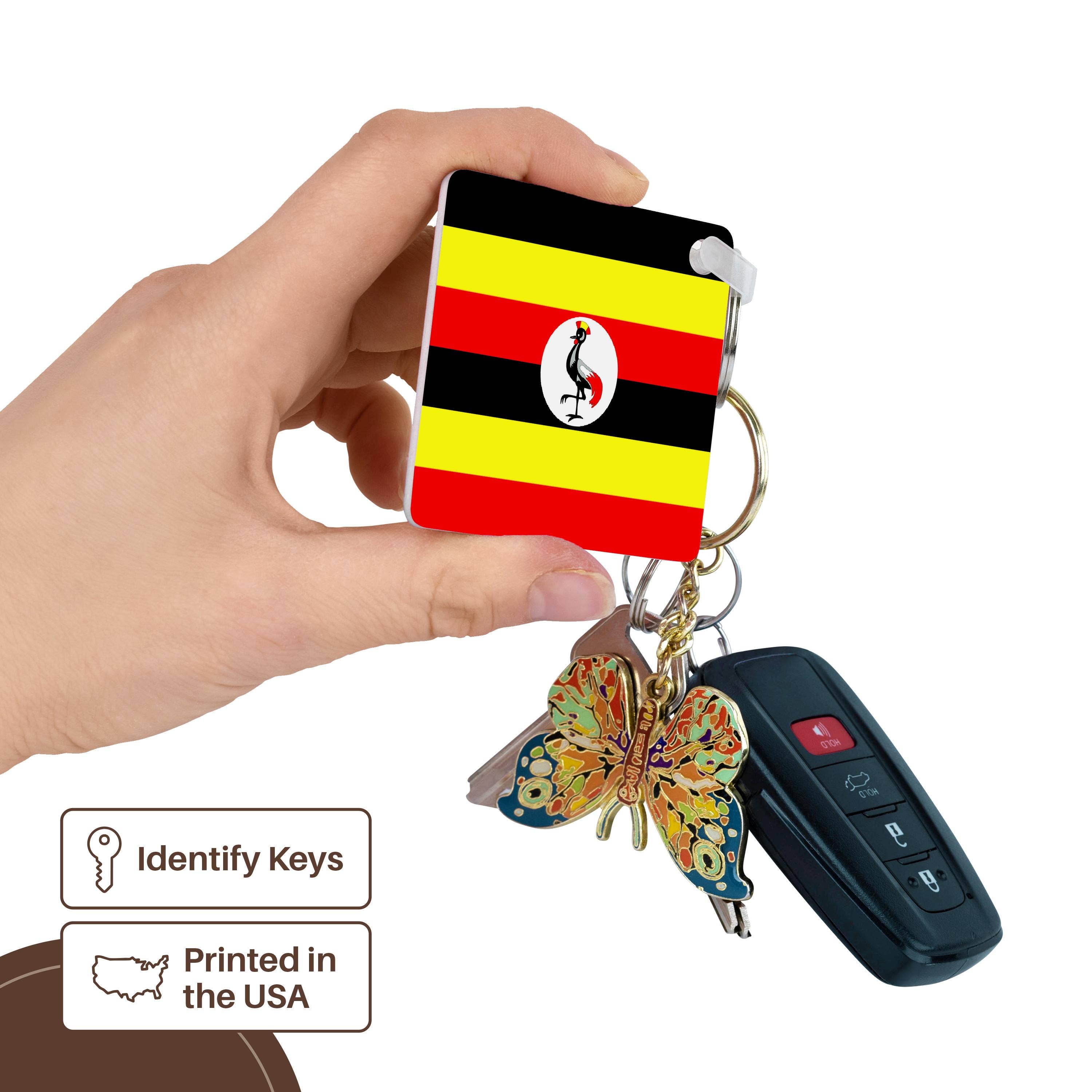 3dRose - Wholesale Keychain - Unisex - 3dRose, Uganda Flag, Key Chain2