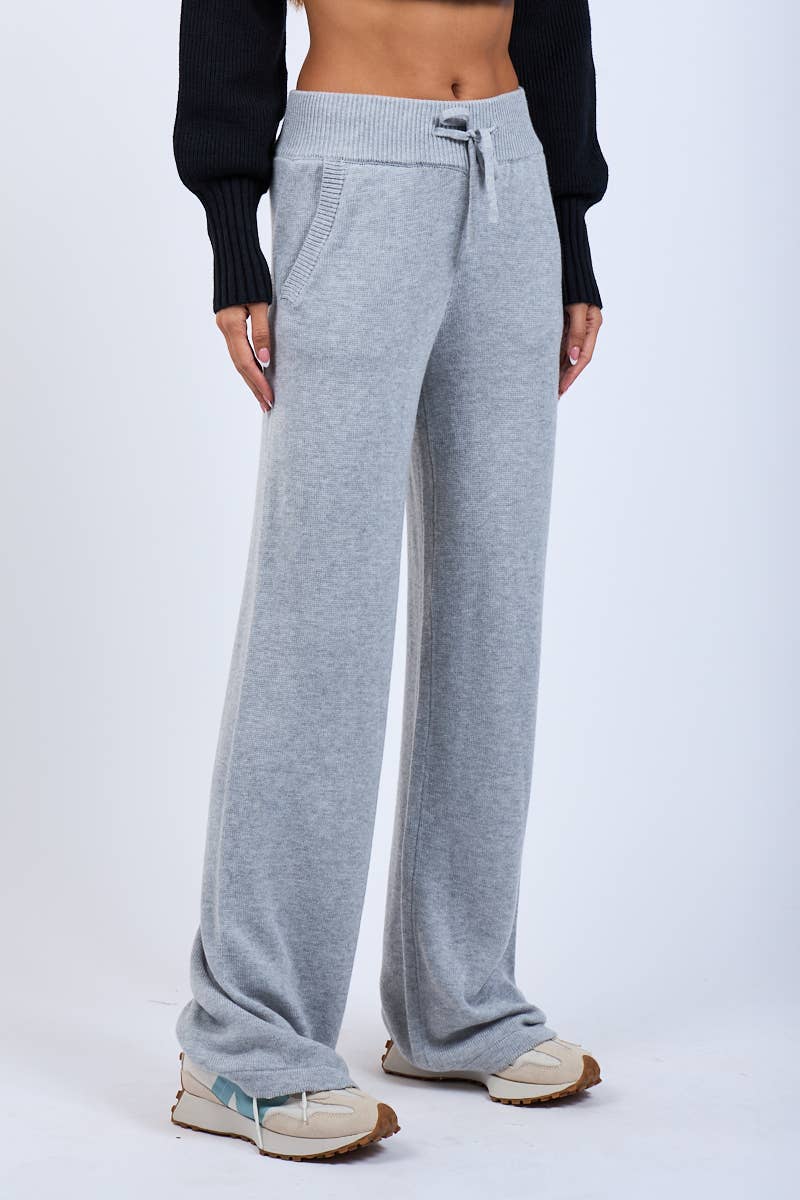 Sky to Moon - Vente Pantalon d'intérieur/de jogging – femme - PULL EN MAILLE DÉCONTRACTÉ À NOUER DEVANT PANTALON LONG DROIT12