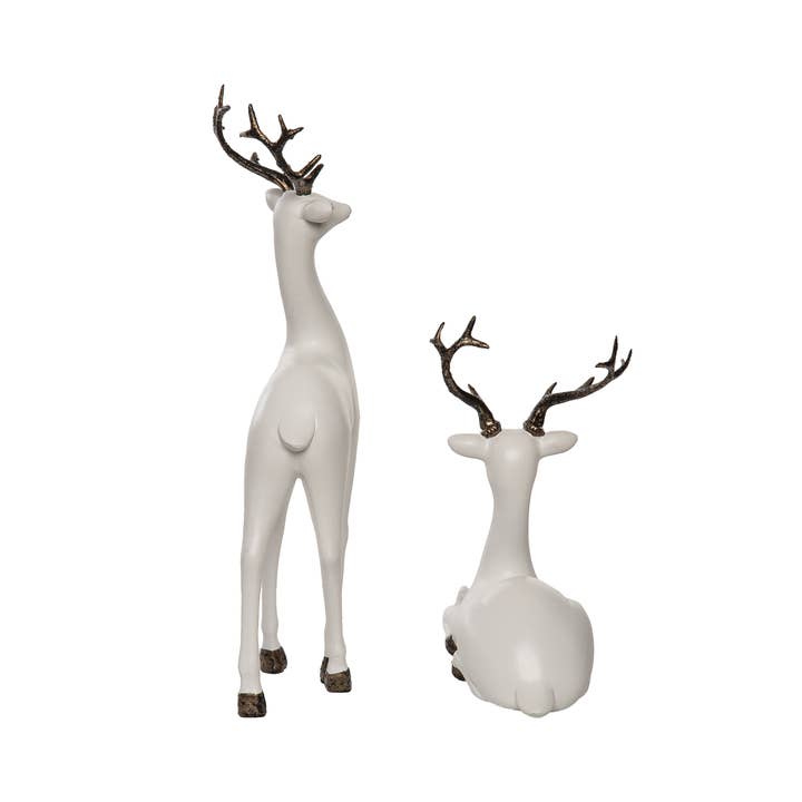 Transpac - Wholesale Christmas Decoration - CLOSEOUT 13" White Christmas Reindeer Glitter Accent Set 2
