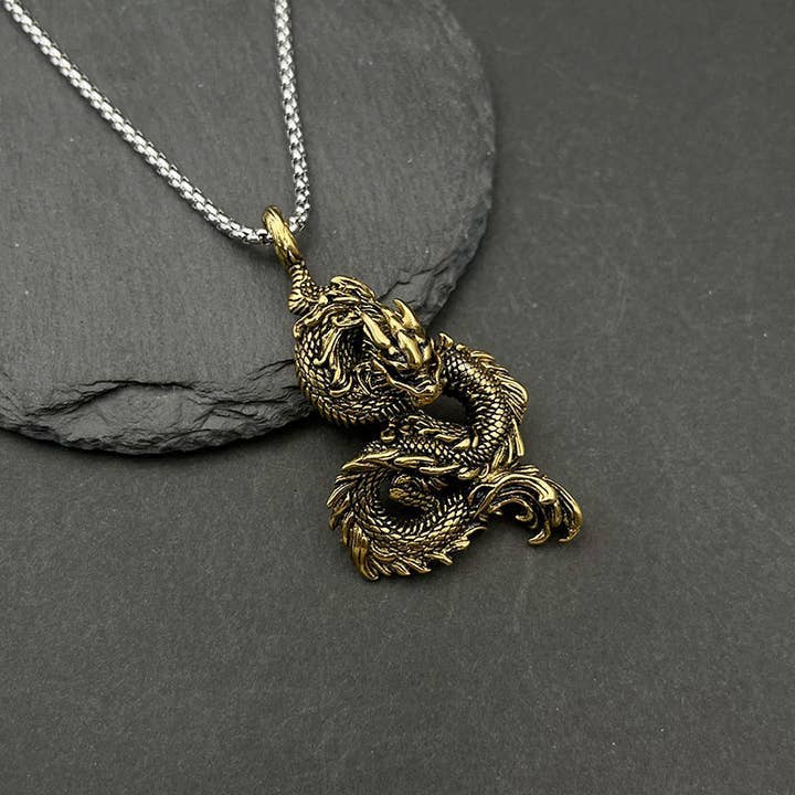 GemMeet - Wholesale Pendant/Charm Necklace - Domineering Chinese Dragon Retro Hip-Hop Pendant 3