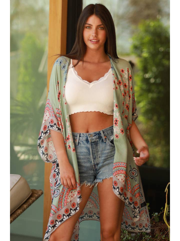 ANGIE - Vendita all'ingrosso Kimono - Donna - KIMONO STAMPATO X2EA1-BW89