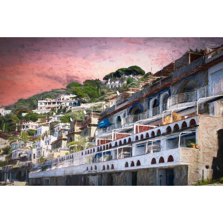 Côte amalfitaine italienne : impression et toile de paysage de la plage de Positano pour la vente par Richard Miles Photos