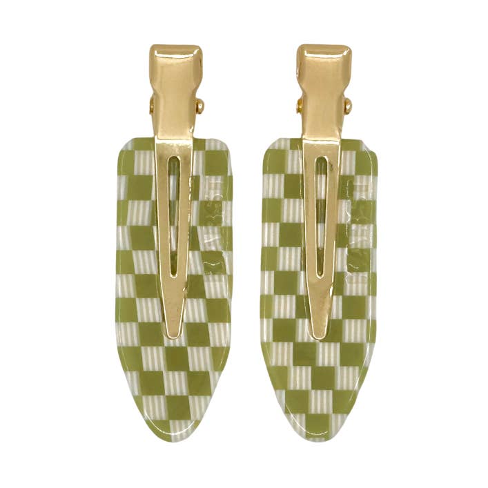 Pinces sans pli (Lot de 2) — Damier Olive pour la vente par Karst Essentials
