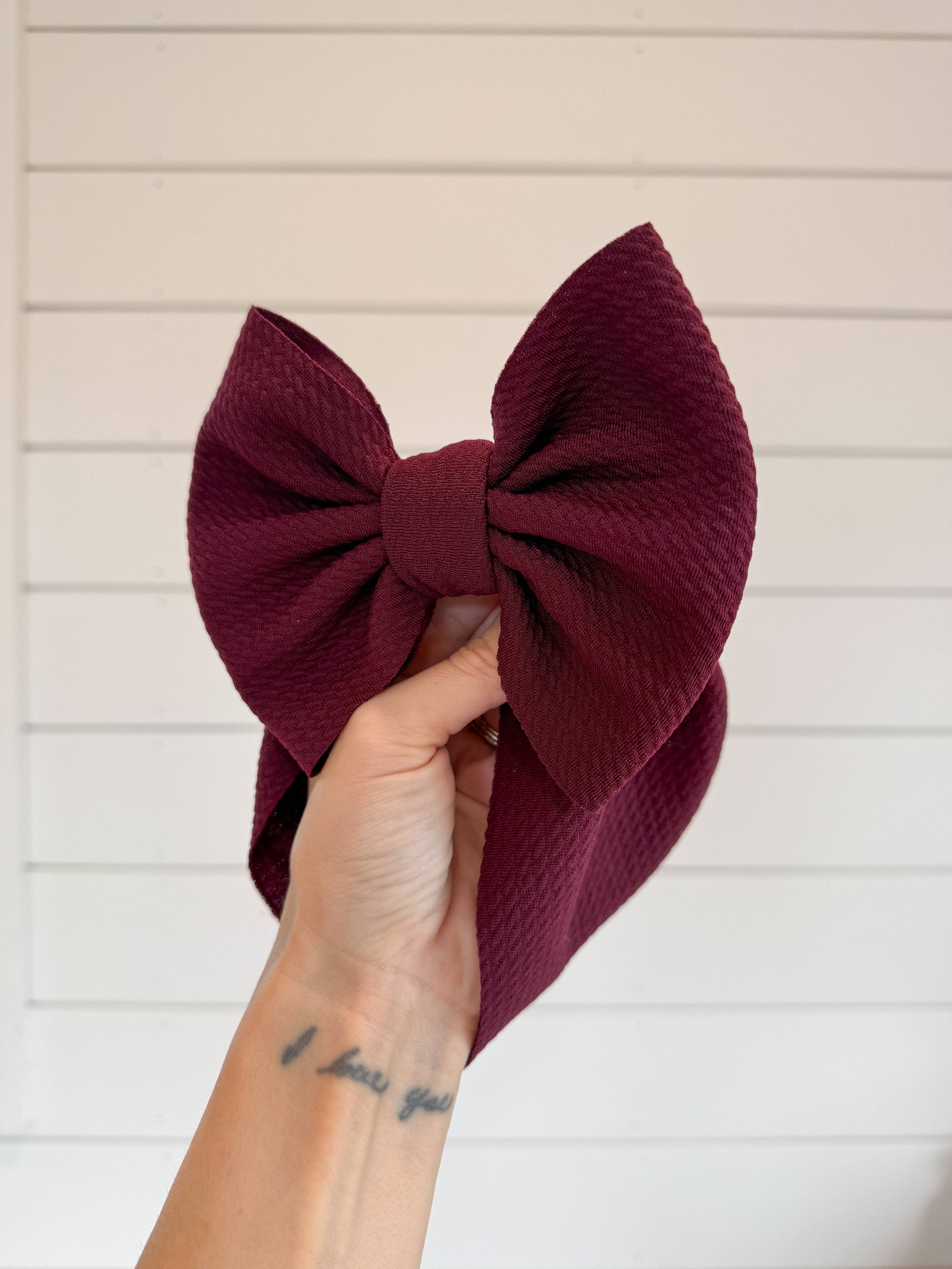 The Fancy Nestling - Wholesale Fashion Headband - Baby - Maroon Bullet Bow + Headwrap  1