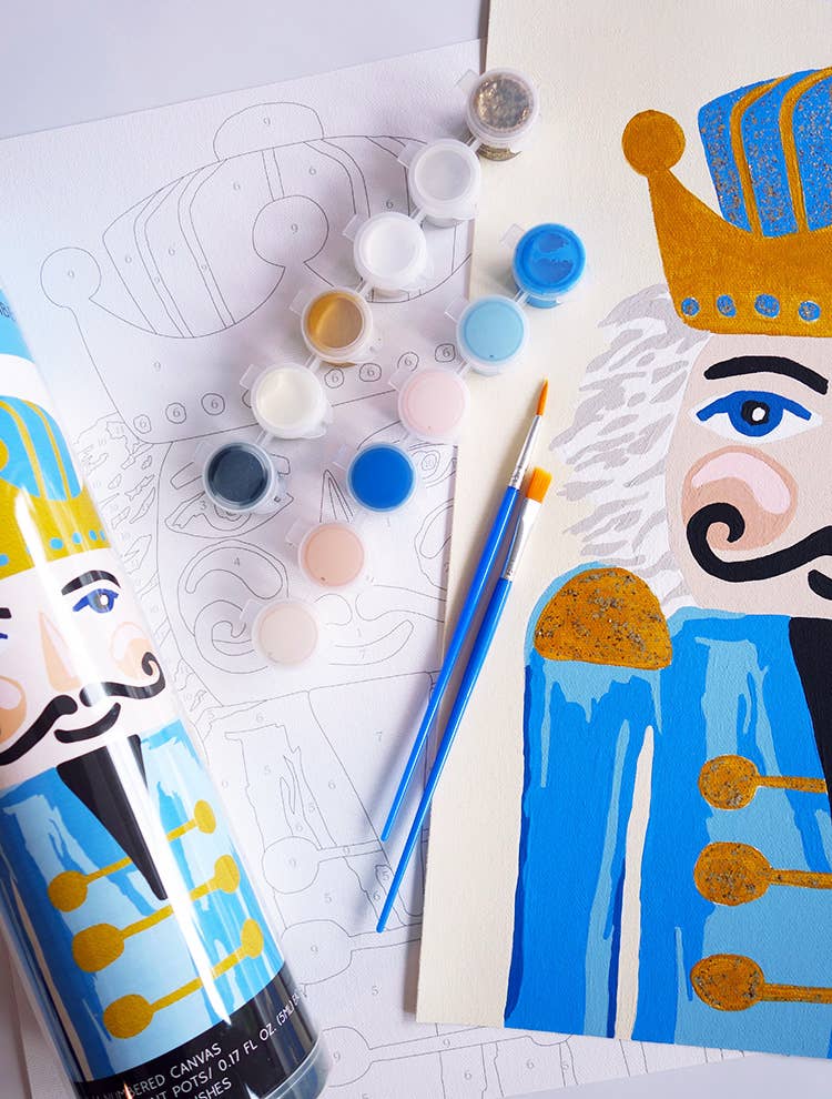 JM Design Studio - Wholesale DIY Craft Kit - Nutcracker Paint by Number Kit with Glitter Paint BLUE HUES2