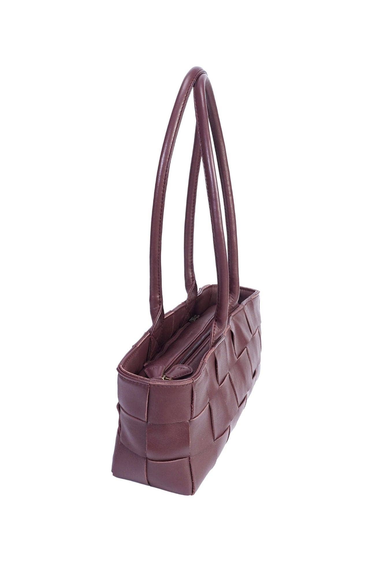 MANDRN - Wholesale Top Handle Bag - Women's - Woven Rosalie - Burgundy2