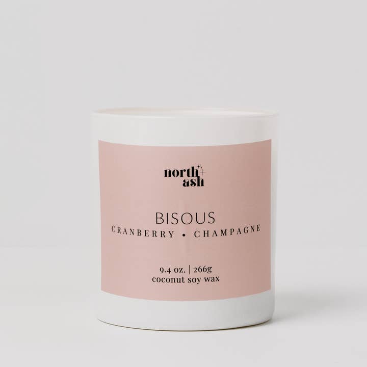 North + Ash Candles - Wholesale Jar/Filled Candle - Bisous | Cranberry, Champagne1