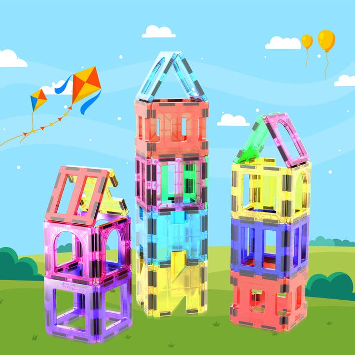 PicassoTiles - Wholesale Building Set - Kids - 42 Piece Magnetic Building Tileset